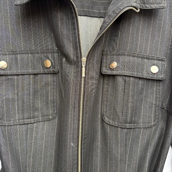 Charcoal Pinstripe Belted Shirt Dress Size ,12 - Picture 2 of 5